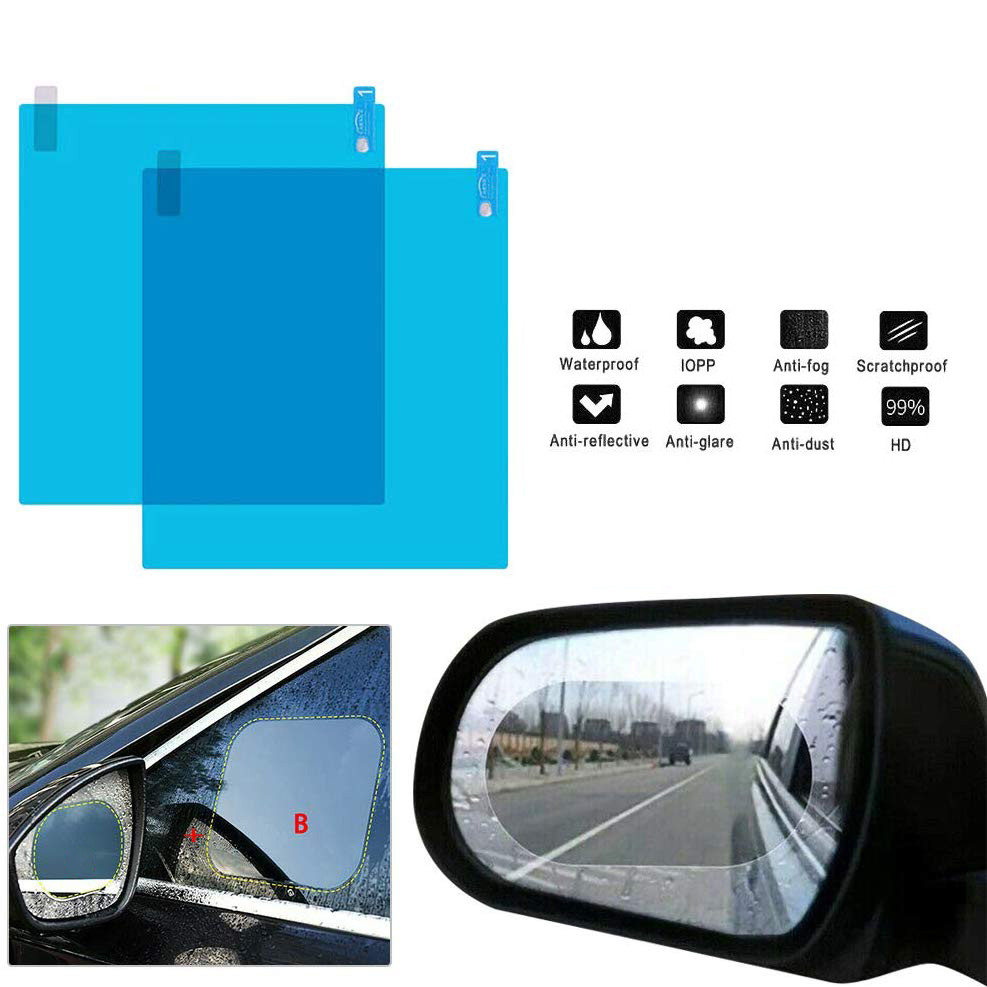 Set 2 folii universale pentru oglinzi sau geamuri auto, anti ceata, antiaburire, anti stropire