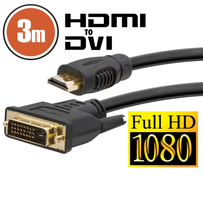 Cablu DVI-D / HDMI o 3 mcu conectoare placate cu aur
