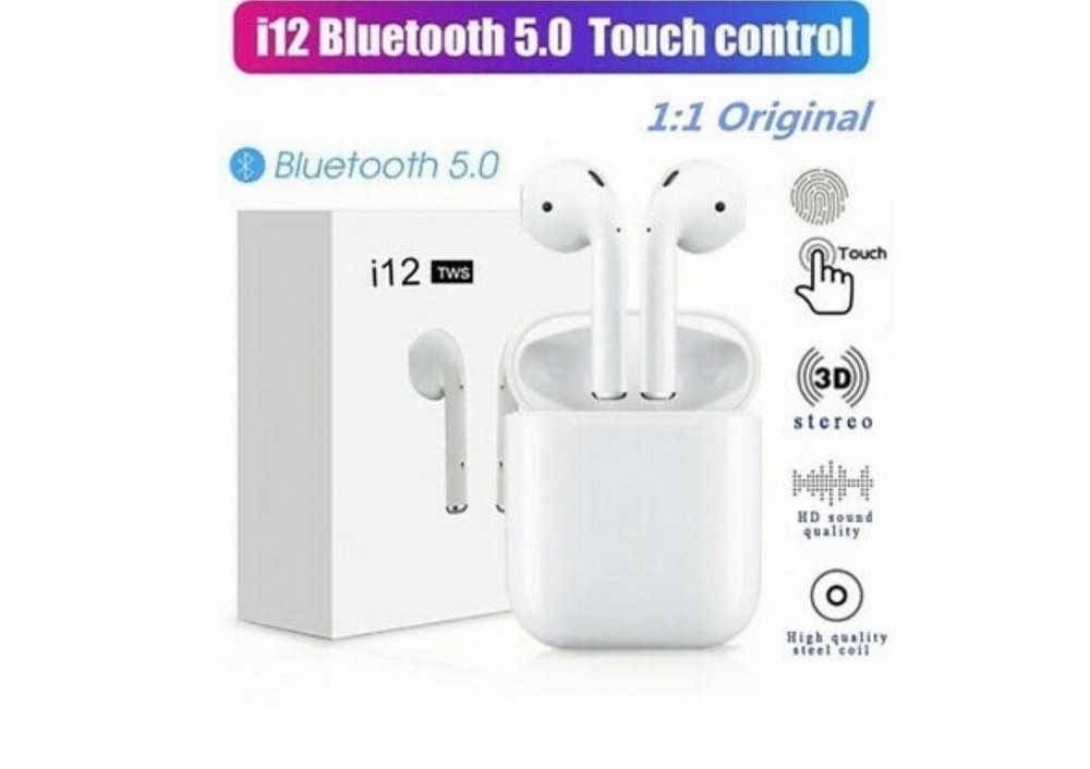 Casti Bluetooth Touch control, Wireless i12 Profesionale, Compatibile Android si iOS