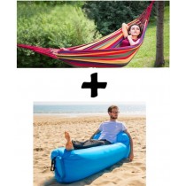 Oferta speciala hamac portabil cu husa de transport + sezlong Lazy Bed pentru piscina sau gradina