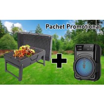 Pachet promotional Gratar pliabil + mini boxa Bluetooth Cadou