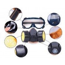 Set ochelari si masca de protectie cu 2 filtre de carbon activ, pentru protectie vapori, vopsea sau praf