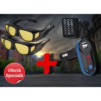 Oferta Speciala Modulator FM mp3 player cu bluetooth + Ochelari pentru condus HD Vision